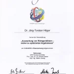 Zertifikat von Zahnarzt Dr. Hilger zur Teilnahme an der Veranstaltung "Auswertung von Röntgenbildern"