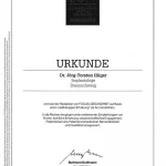 Zertifikat von Zahnarzt Dr. Hilger als Fokus-Empfehlung als Implantologe