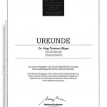 Zertifikat von Zahnarzt Dr. Hilger als Fokus-Empfehlung als Parodontologe